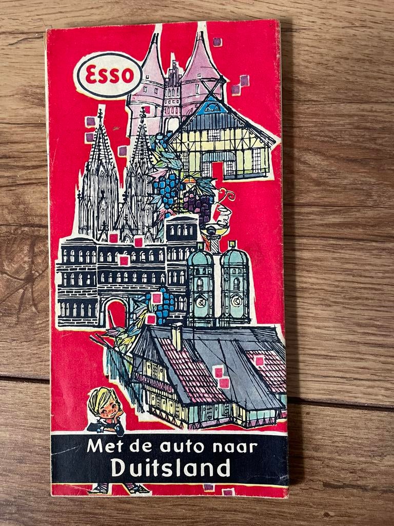 Vintage Wegenkaart Esso Duitsland 1958, Ophalen of Verzenden, Zo goed als nieuw, Duitsland