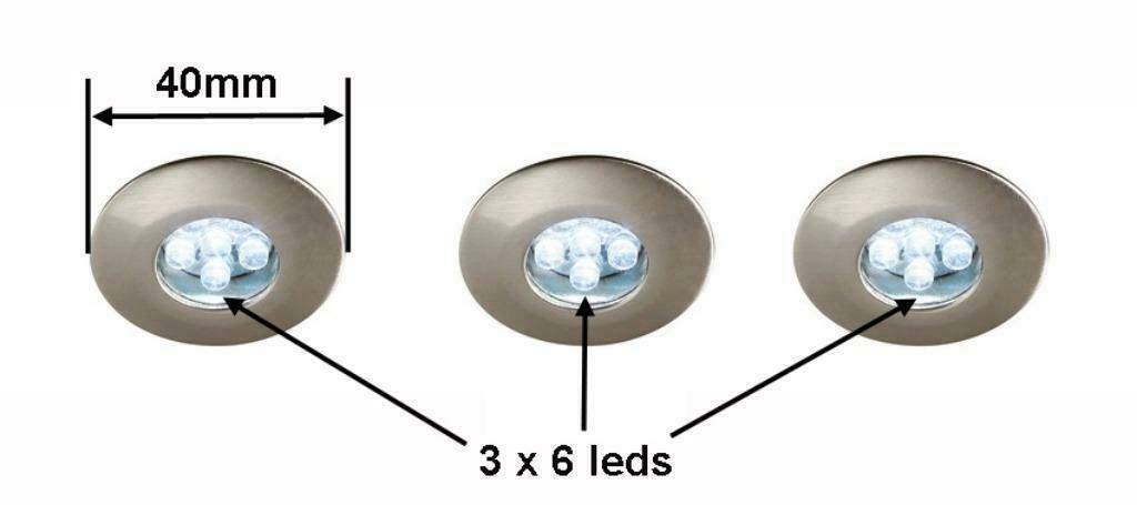 Set de 3 mini spots LED à encastrer, Neuf, Enlèvement ou Envoi, Spot encastrable ou Spot mural, Métal ou Aluminium