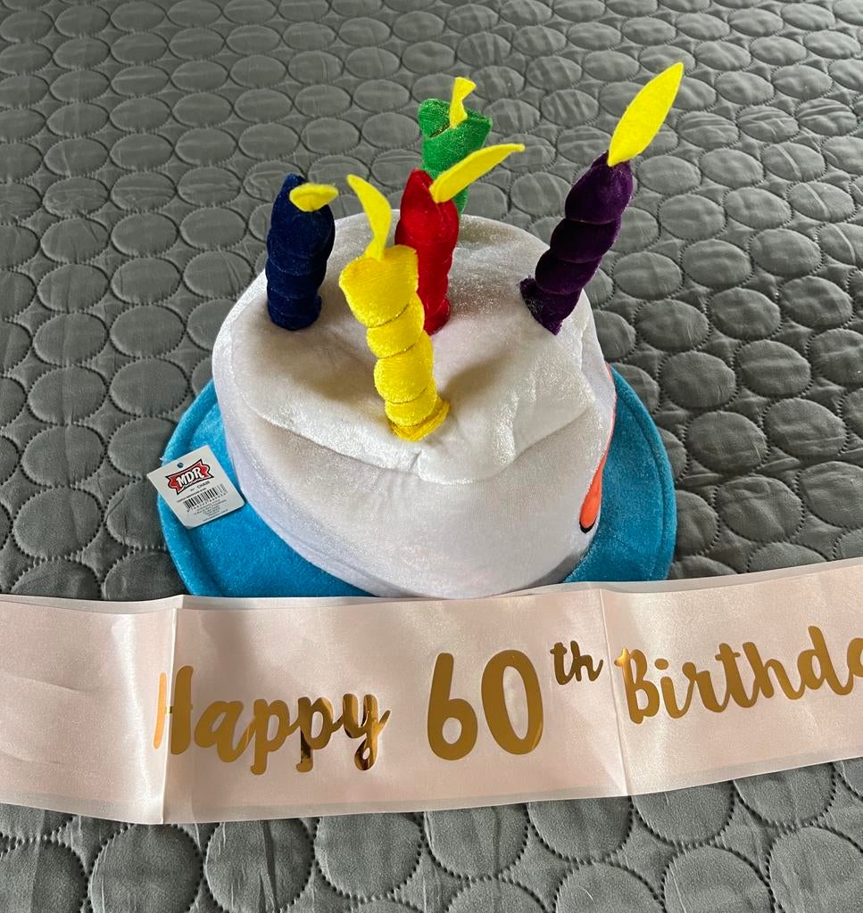 Chapeau anniversaire 60+ banderole, Enlèvement