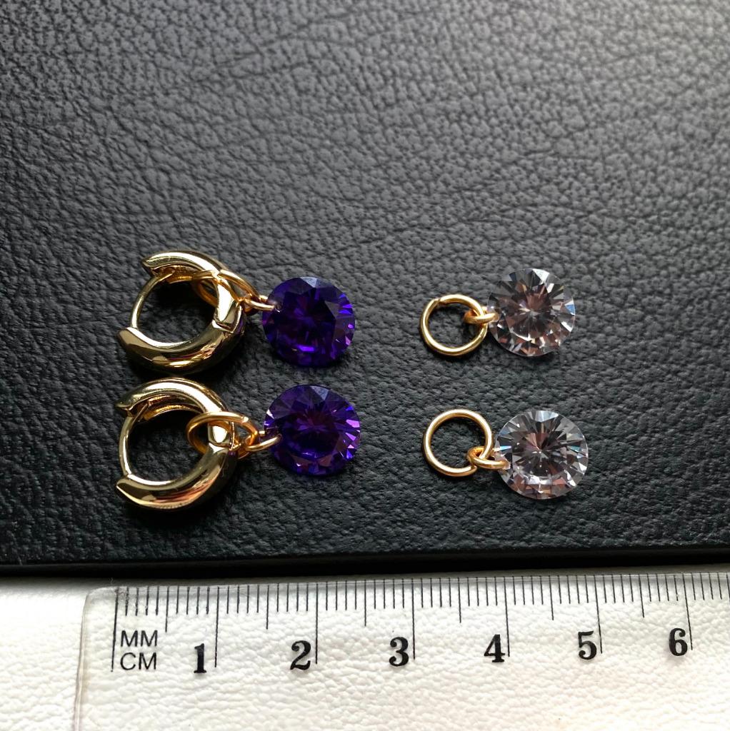 Boucles d'oreilles violettes et blanches en zircone, Bijoux, Sacs & Beauté, Boucles d'oreilles, Neuf, Enlèvement ou Envoi, Avec cristal