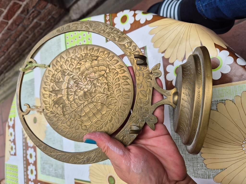 Antieke vintage koperen gong zeer oud, Antiek en Kunst, Ophalen of Verzenden