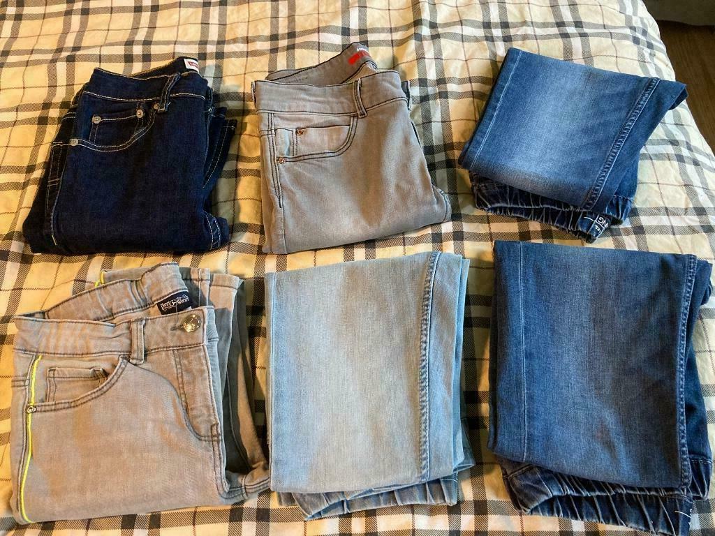 6 Jeansbroeken meisje maat 10-11-12 jaar, Enlèvement, Utilisé, Fille, Pantalon