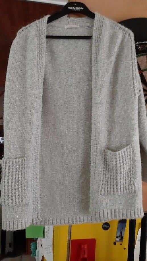 Gilet ouvert gris argenté chic ou décontracté Signé Nature, Gris, Enlèvement ou Envoi, Signé Nature, Taille 42/44 (L)