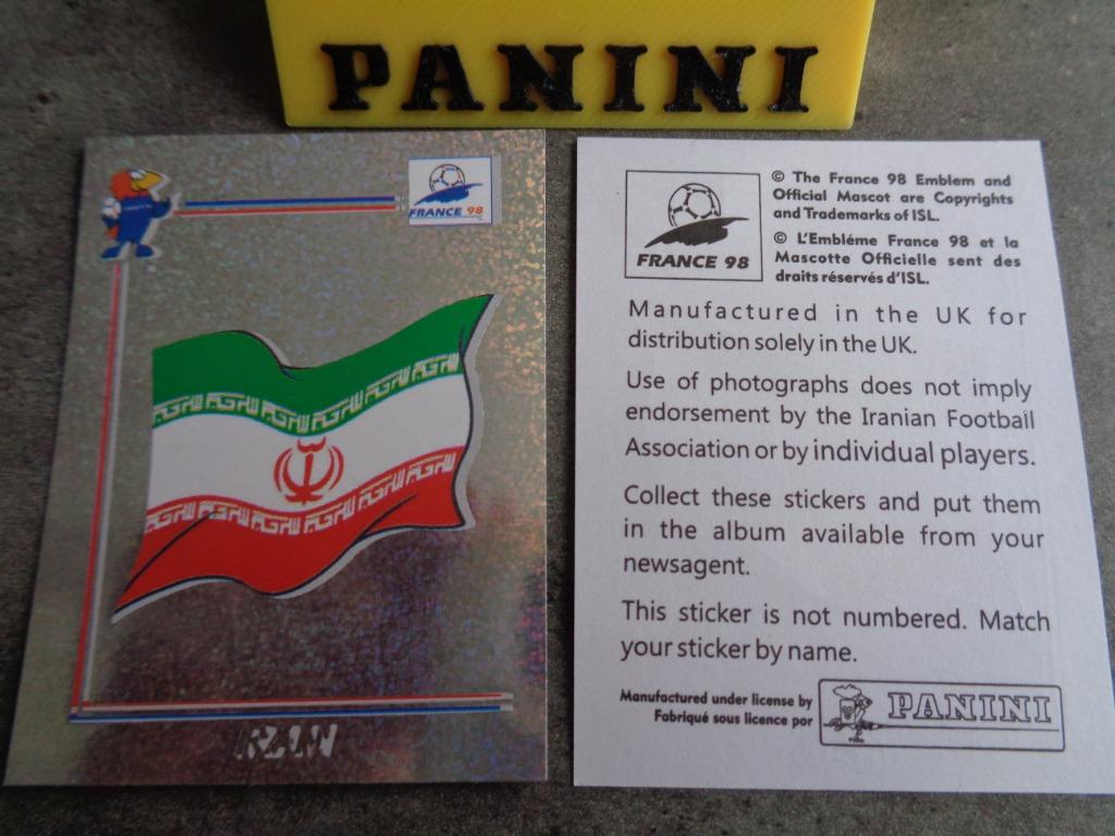 COUPE DU MONDE PANINI FRANCE 98 IRAN, Hobby & Loisirs créatifs, Autocollants & Images, Envoi, Neuf, Autocollant