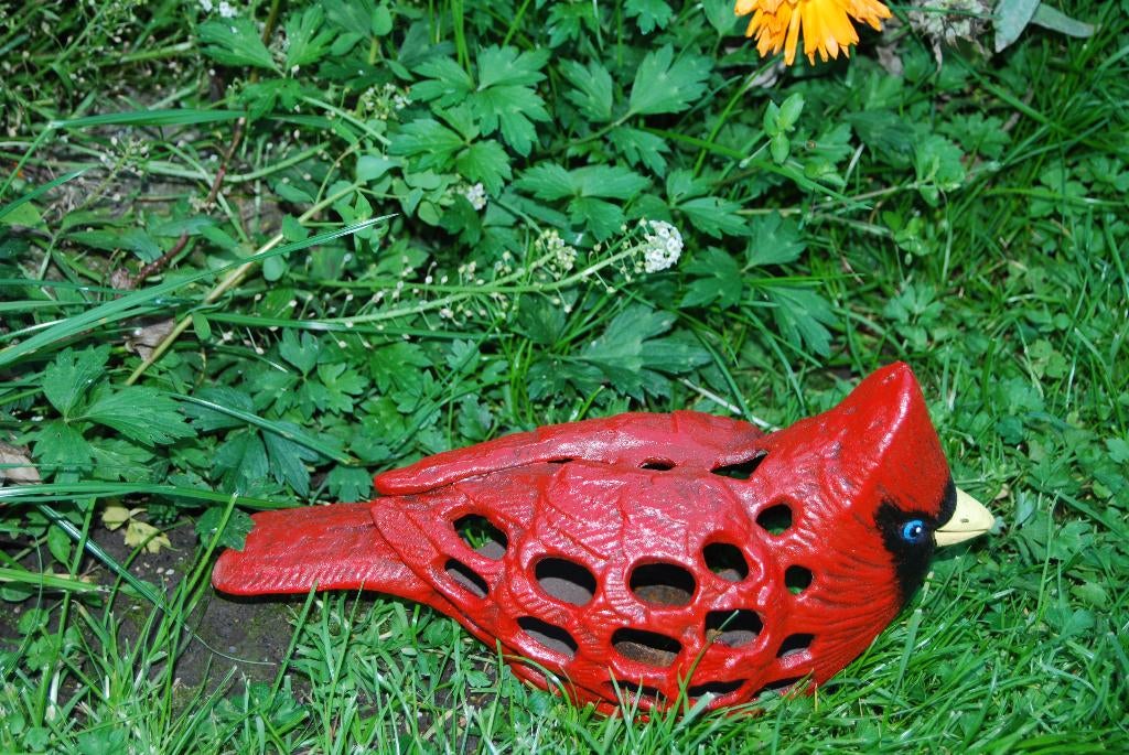 PHOTOPHORE EN FONTE PATINEE POLYCHROME (oiseau cardinal), Enlèvement ou Envoi, Neuf