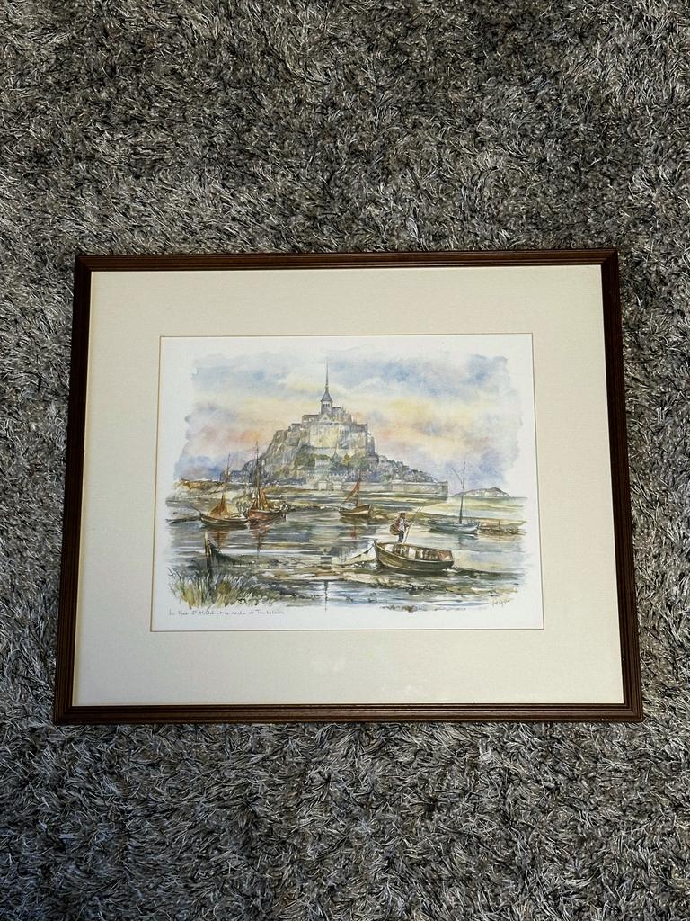 Sfeervolle Kunstdruk-Le Mont St Michel et le rocher de, Enlèvement ou Envoi