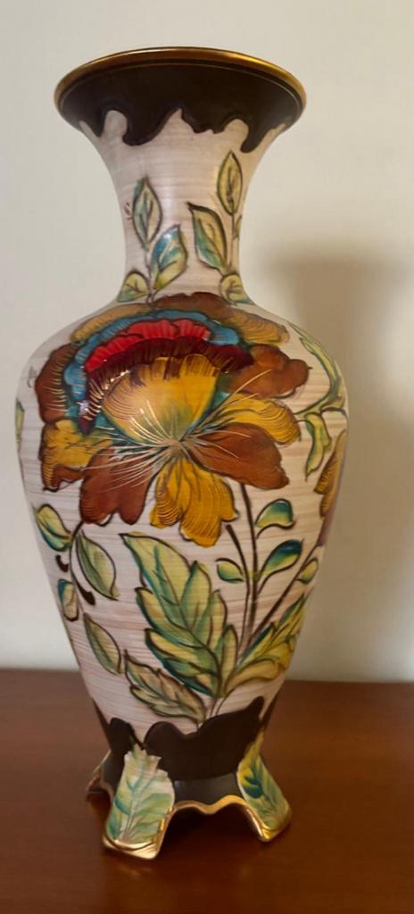 Vaas keramiek bloemen Hubert Bequet Quaregnon, Ophalen of Verzenden