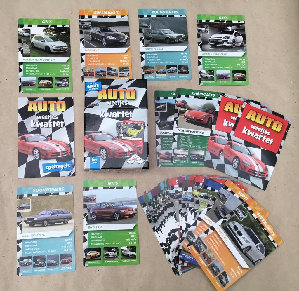 Auto weetjes kwartet spel met extra grote kaarten, Enlèvement ou Envoi, Comme neuf