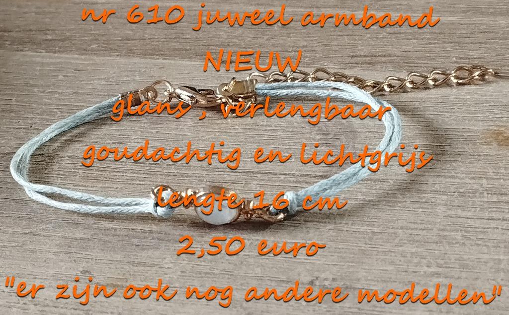 610. Juweel : armband , NIEUW , @LAATSTE STUK@ , verzending, Handtassen en Accessoires, Armbanden, Nieuw, Overige materialen, Grijs