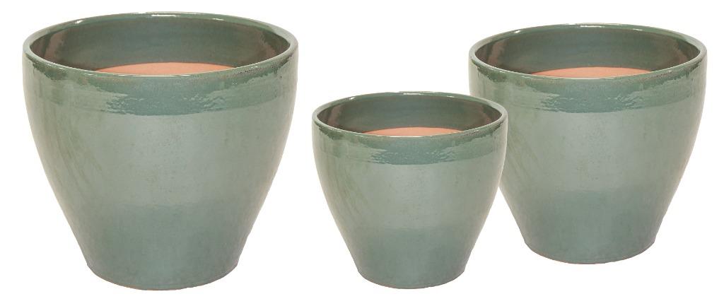 TUINPOTTEN FALLING GREEN GEGLAZUURD 3 DLG SET NIEUW, Tuin en Terras, Ophalen, Steen, Minder dan 30 cm, Minder dan 60 cm