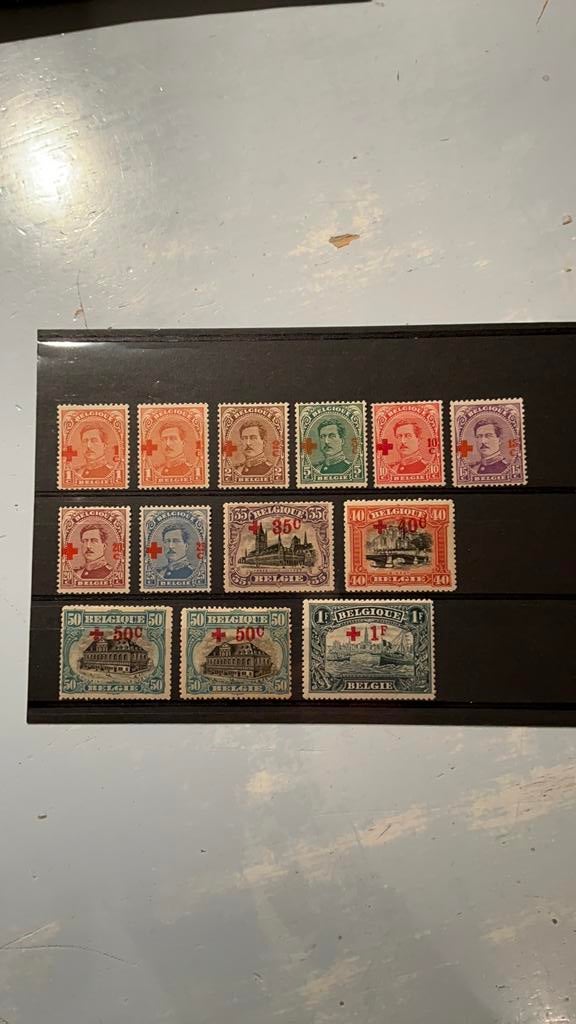 1918 Croix-Rouge Albert Ier Belgique 150 à 160, 1 Autocollant, Non oblitéré, Enlèvement, Sans enveloppe