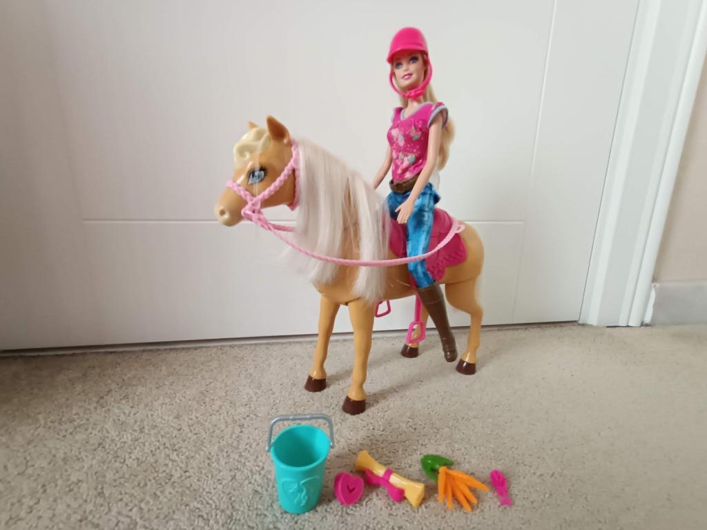 Barbie en knuffel Tawny paard, Enlèvement, Comme neuf, Barbie