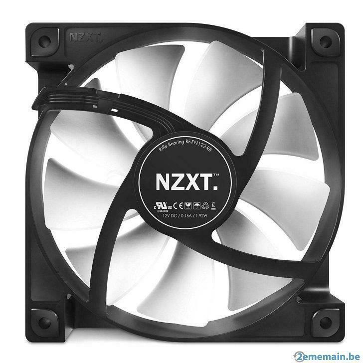 NZXT 12 cm 120 mm Noir Blanc nageoires Fan Cooler Case Ordi, Envoi, Neuf