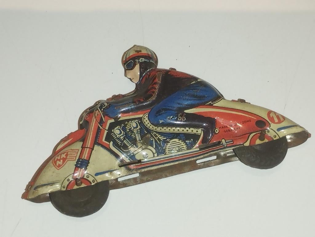 Vintage Moto Jouet tôle lithographiée a friction 50-60's, Enlèvement ou Envoi