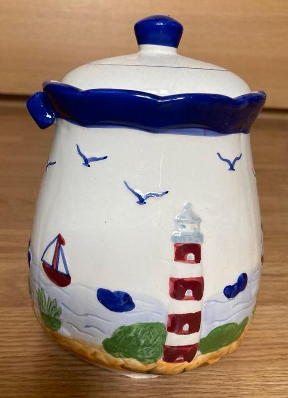 Decoratieve Bewaarpot voor bv snoep, met zeemotief, Huis en Inrichting, Ophalen of Verzenden, Zo goed als nieuw