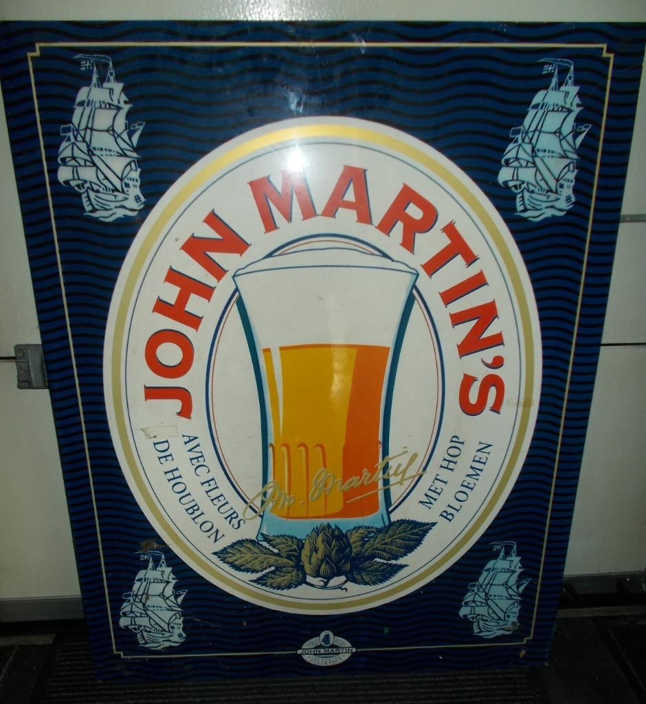 JOHN MARTIN'S bier reclame uit 90's - afm. 100x80 cm - ijzer, Verzamelen, Ophalen, Gebruikt, Reclamebord, Plaat of Schild, Overige merken