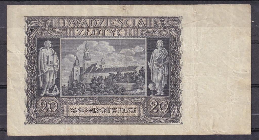 Pologne 20 zloty 1940 XF, Enlèvement ou Envoi, Pologne, Billets en vrac