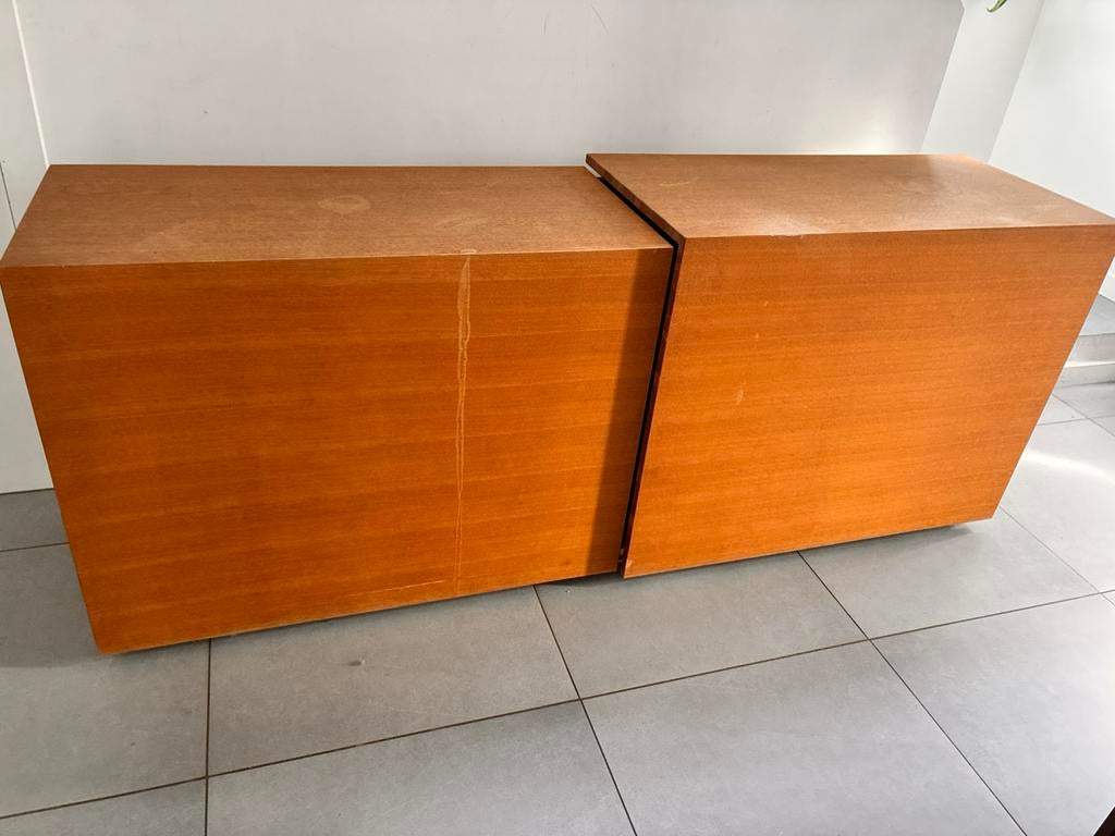 Massief eiken dressoir kast met glazen leggers - volle eik, 25 à 50 cm, Modern stijlvol, 150 à 200 cm, Enlèvement