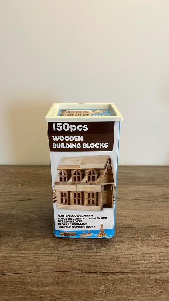 Houten bouwblokken - 150 blokjes, Ophalen, Zo goed als nieuw