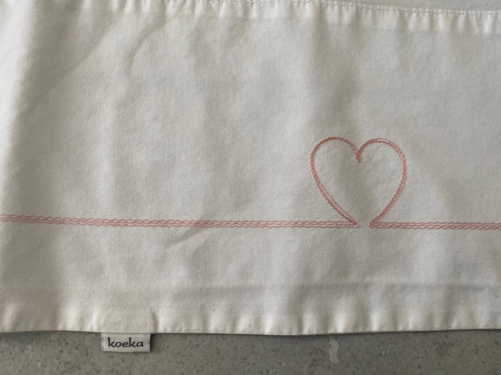 Koeka laken voor babybed, maat +/- 100 cm x 140 cm, Meisje, Wit, Overige typen, Ophalen of Verzenden