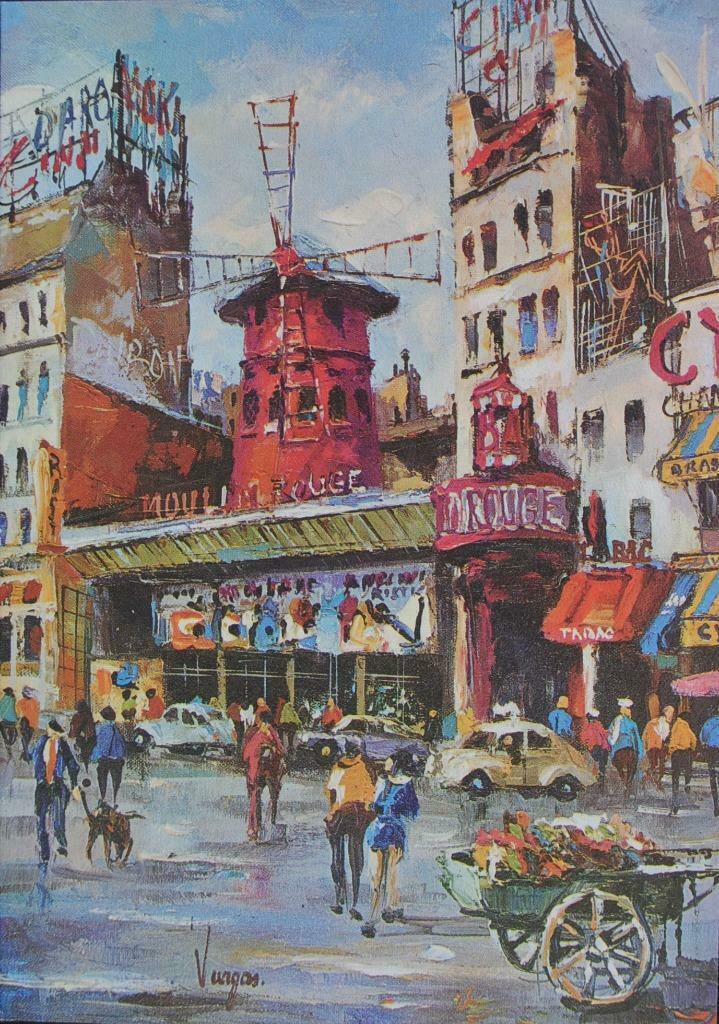Postkaart, Vargas, uit 1975, PARIS - Le Moulin Rouge, Ophalen of Verzenden, 1960 tot 1980, Ongelopen, Frankrijk