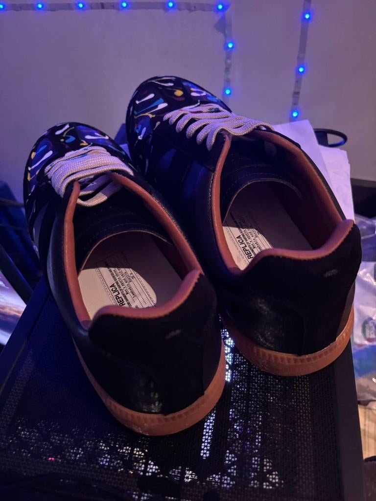 Maison Margiela - Replica sneakers met verf, Zwart, Ophalen of Verzenden, Zo goed als nieuw, Sneakers