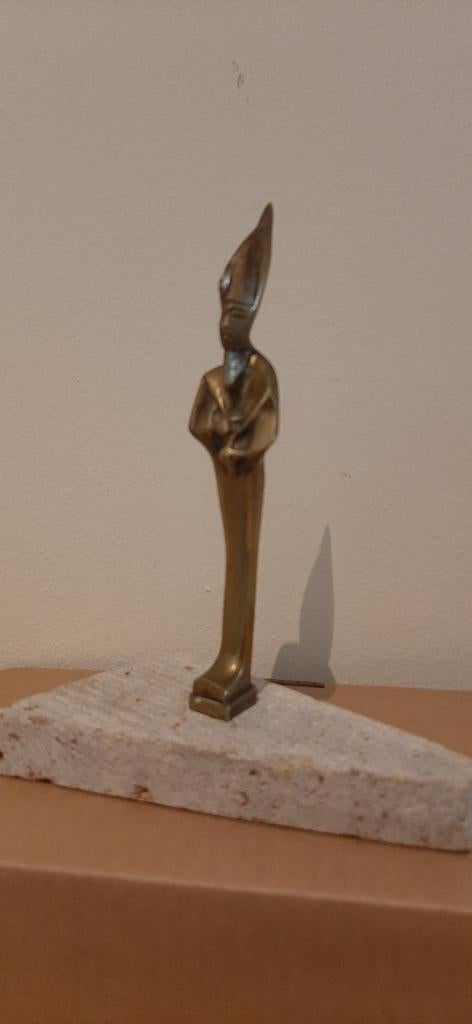 Egyptisch koperen beeldje, heilige, farao? 15cm, Enlèvement ou Envoi