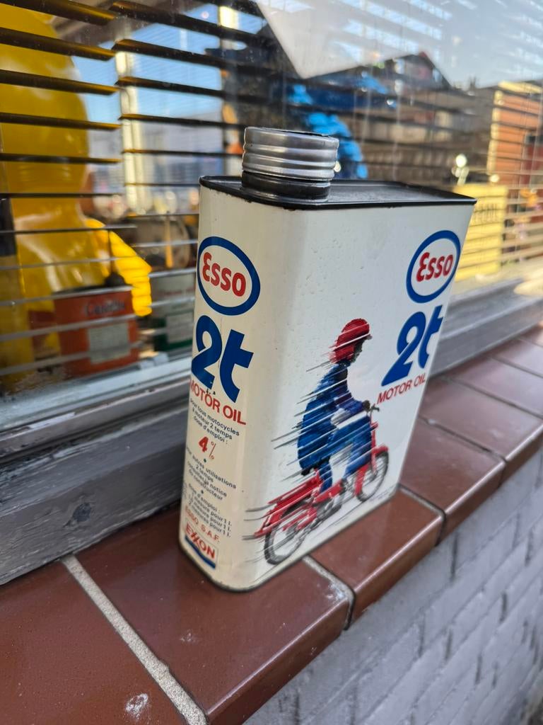 Vintage Esso 2 Takt olie blik, Ophalen of Verzenden, Gebruikt, Verpakking