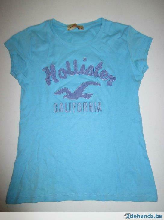 blauw T-shirt Hollister Medium meisje, Enfants & Bébés, Enlèvement ou Envoi, Utilisé, Chemise ou À manches longues