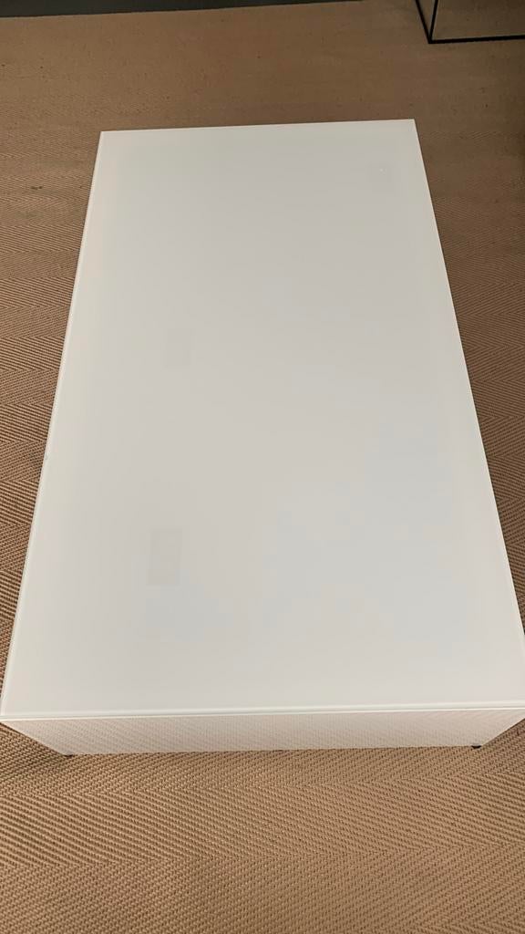 Design witte glazen salontafel, Ophalen, Zo goed als nieuw, Glas