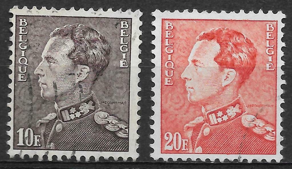 POSTZEGELS BELGIË- NR. 434 B-435A LEOPOLD III-TYPE POORTMAN, Oblitéré, Enlèvement ou Envoi, Affranchi, Maison royale