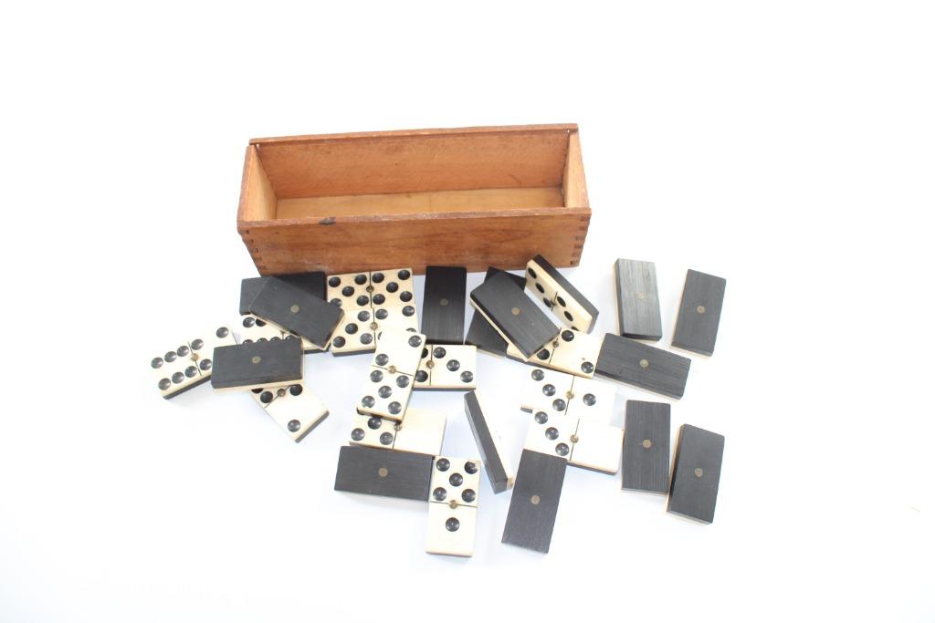 jeu de dominos en ébène et os, Antiquités & Art, Enlèvement ou Envoi