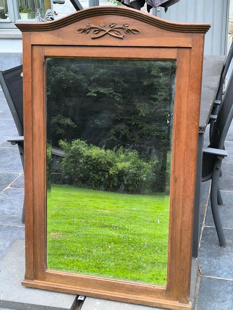 Miroir ancien biseauté, 80 cmx132cm, Antiquités & Art, Enlèvement ou Envoi