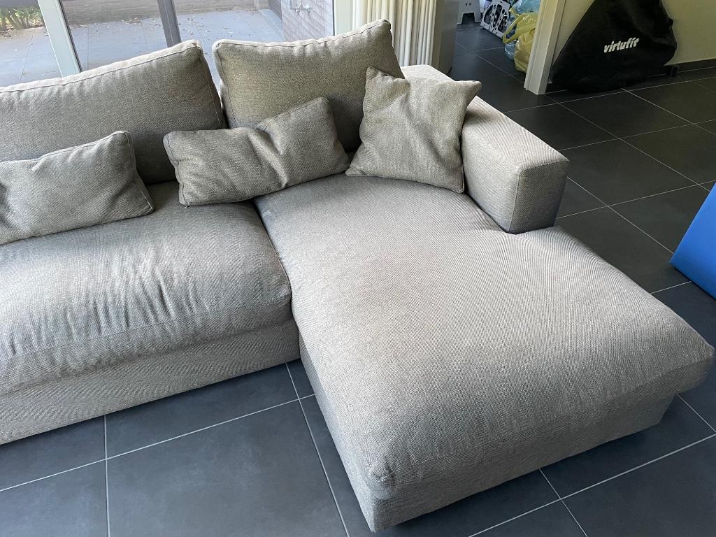 3-zit zetel met longchair, Huis en Inrichting, Ophalen, Zo goed als nieuw, Stof, Modern
