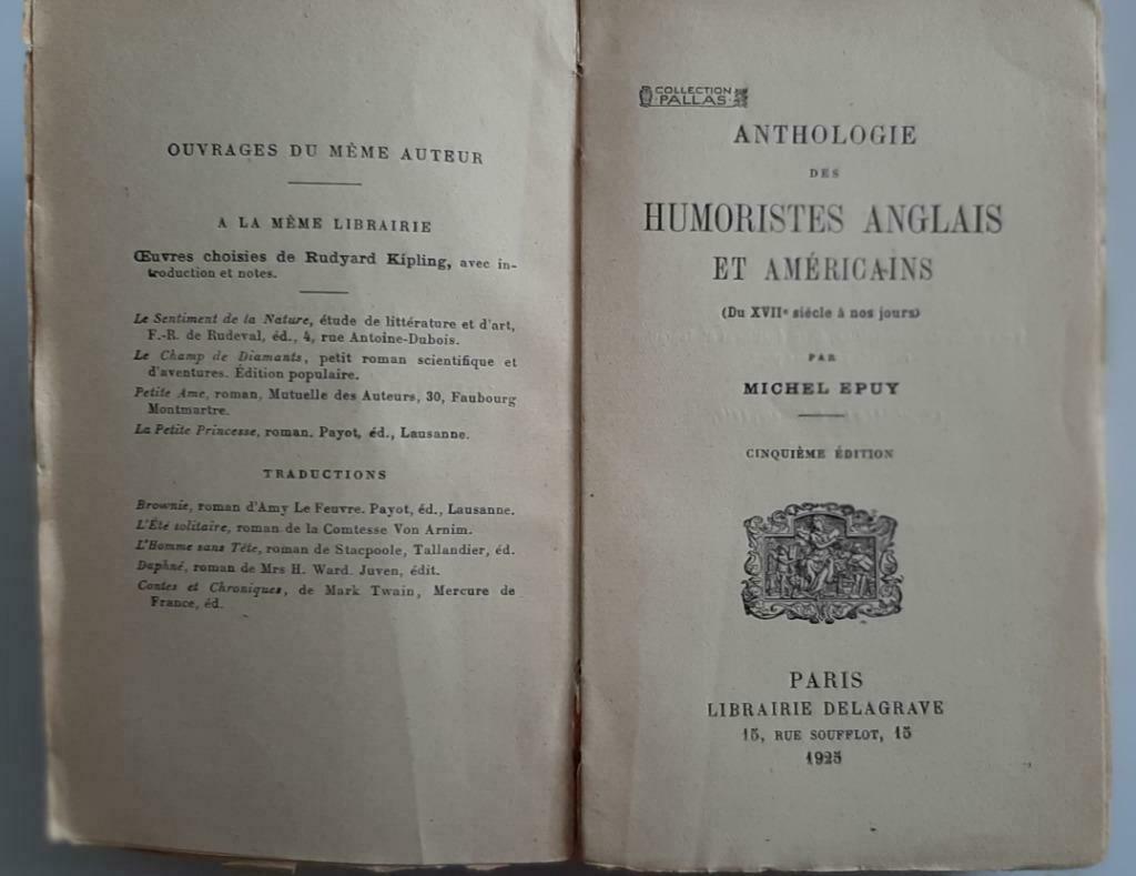 1925 Anthologie des humoristes anglais et américains  - Epuy, Enlèvement ou Envoi