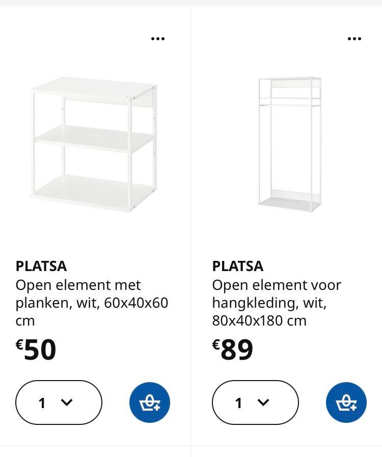 Gezocht: ikea Platsa kasten / open element, Enlèvement, Comme neuf