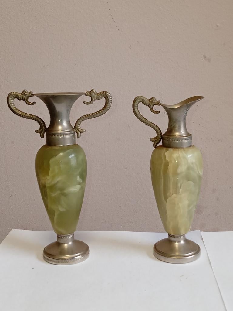 2 kleine onyx vaasjes, Ophalen of Verzenden