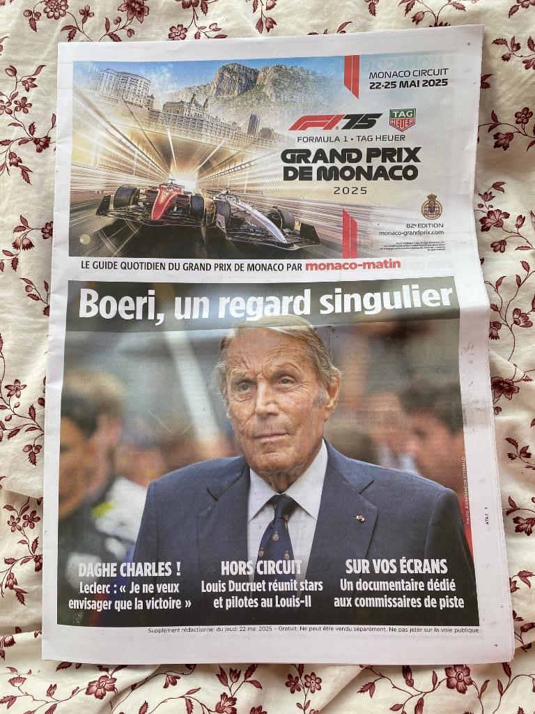 Monaco Matin Journal Grand Prix de Monaco 2025 Formule 1, Envoi, Comme neuf, Livre ou Revue