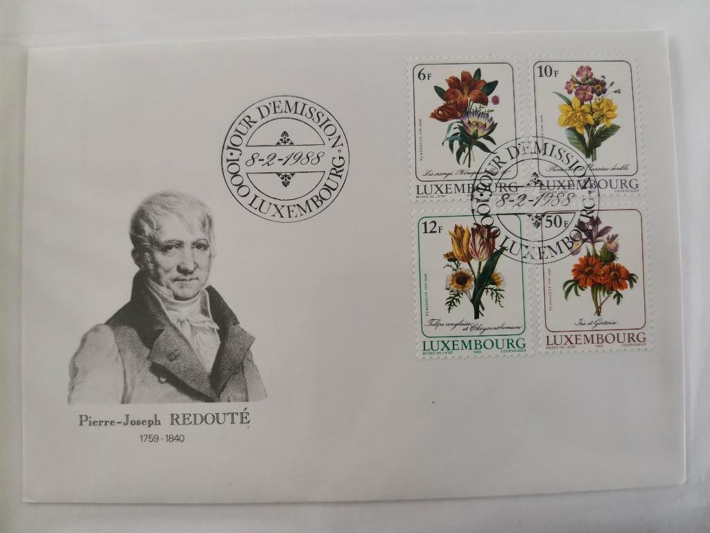 Luxembourg 1988 - FDC - Redouté, fleurs, Enlèvement ou Envoi, Luxembourg, Affranchi