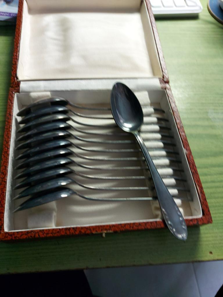 12 koffielepels verzilverd, Antiek en Kunst, Antiek | Bestek, Ophalen of Verzenden