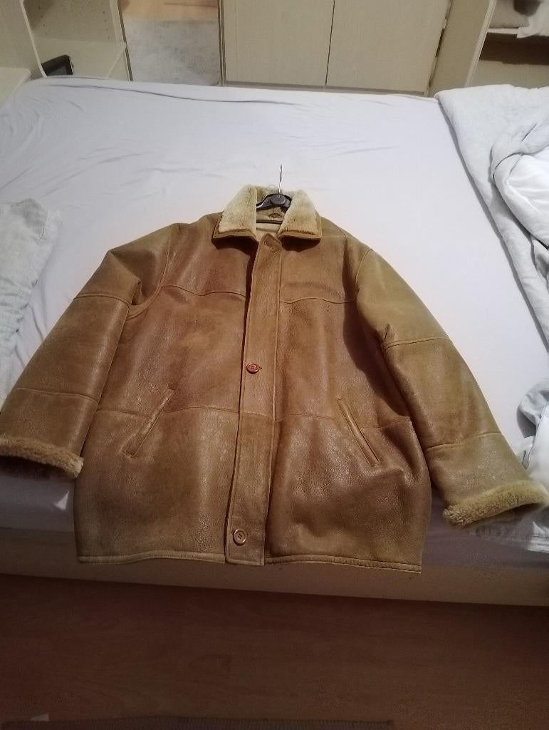Lederen jas omgekeerd schaap maat XXL, Beige, Overige maten, Ophalen of Verzenden, Zo goed als nieuw