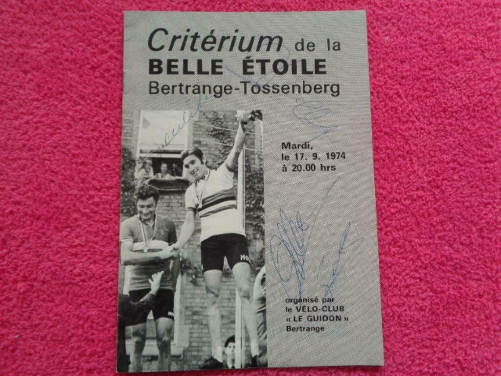 Fascicule Critérium "EDDY MERCKX" 17/09/1974. Vintage, Verzamelen, Overige Verzamelen, Gebruikt, Ophalen of Verzenden