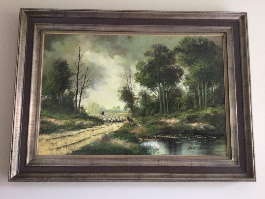 Schilderij “Rik Mulders” met mooie kader, Antiek en Kunst, Ophalen