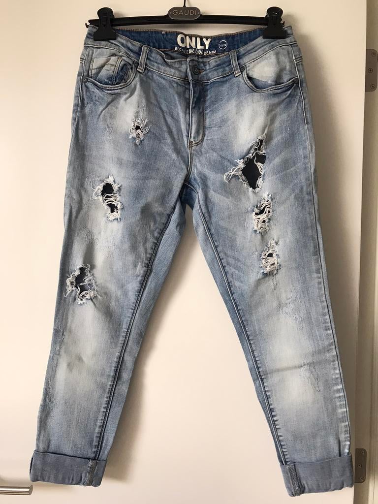 Jeans Alleen vervaagd met gaten / gescheurd, maat 31/32, Only, Gedragen, Blauw, W30 - W32 (confectie 38/40)