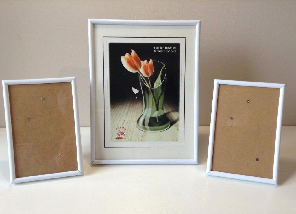 3 Vintage glanzend witte fotolijsten Chedu, Ophalen of Verzenden, Zo goed als nieuw