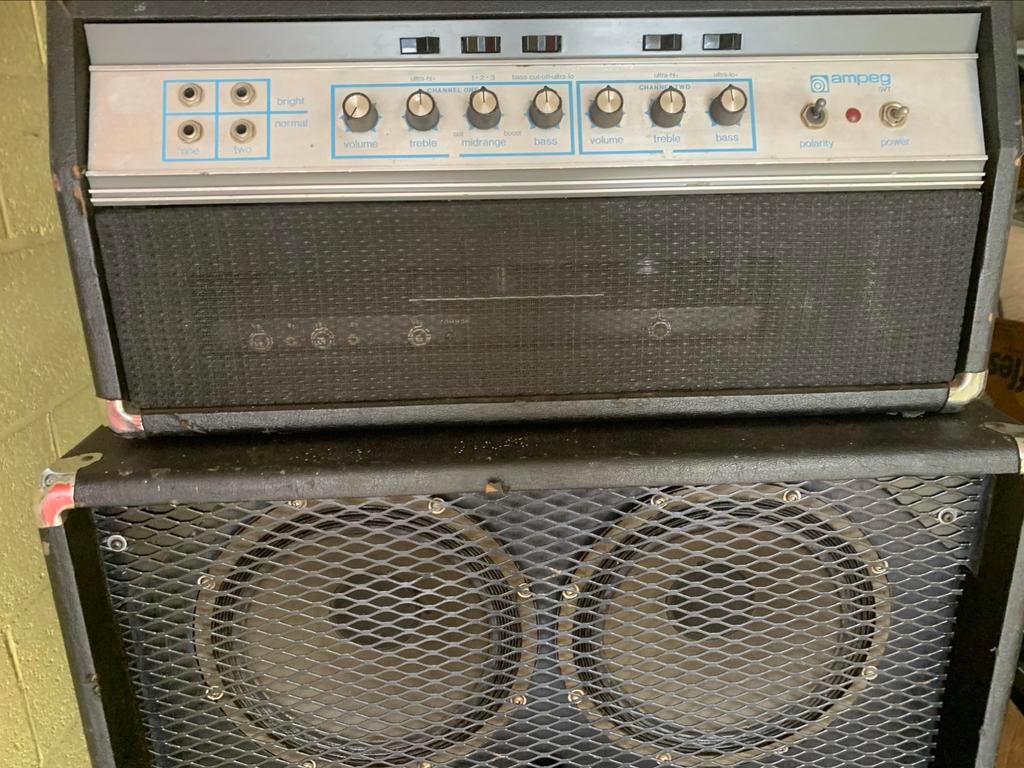 AMPEG SVT BLUELINE STACK AMP/TOP + 8X10 CAB VERSIE 1968/70, Musique & Instruments, Amplis | Basse & Guitare, Enlèvement, Utilisé
