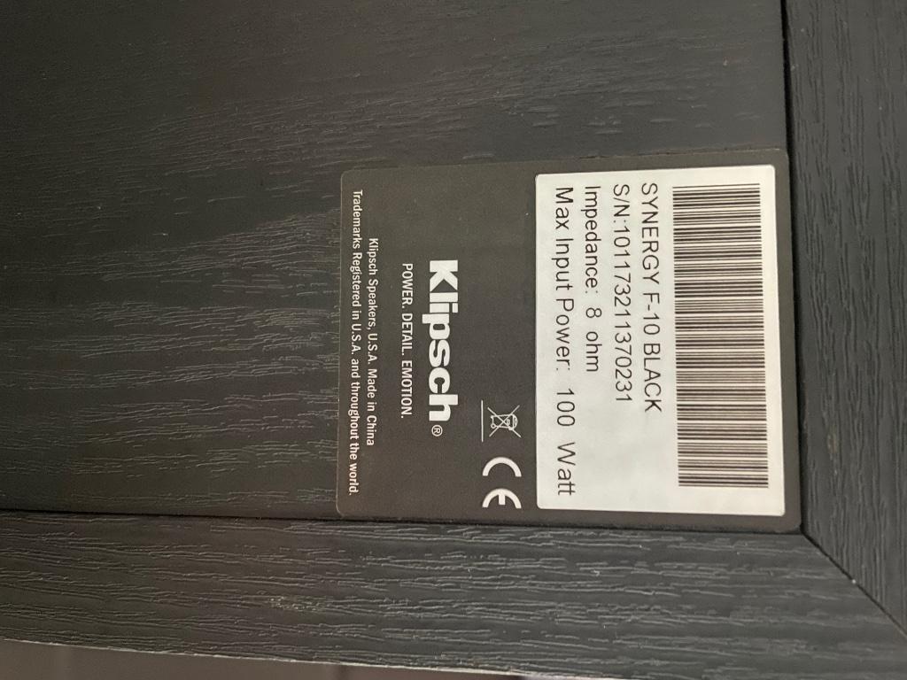 Klipsch Synergie F 10 Black, Comme neuf, 120 watts ou plus, Haut-parleurs Frontaux, Arrière ou Stéréo, Autres marques