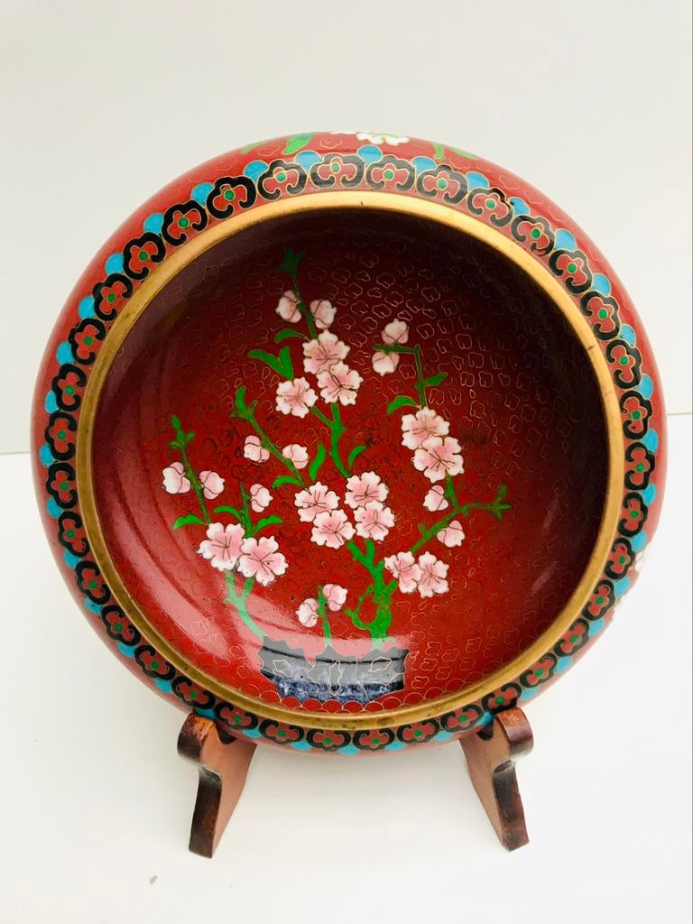 Bol émaillé cloisonné chinois laveuse à brosse en porcelaine, Enlèvement ou Envoi, Utilisé