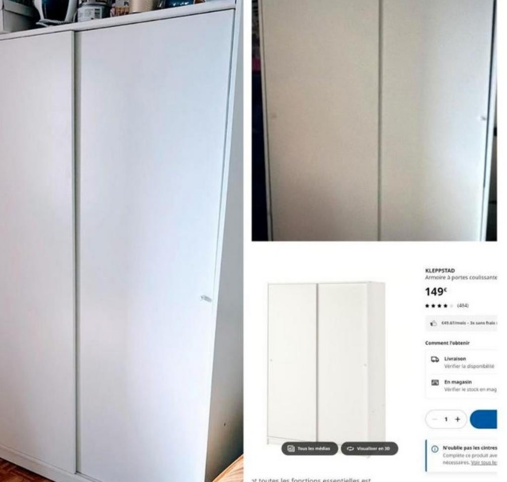 Armoire ikea coulissante kleppstad blanche, Doe-het-zelf en Bouw, Deuren en Vliegenramen, Ophalen