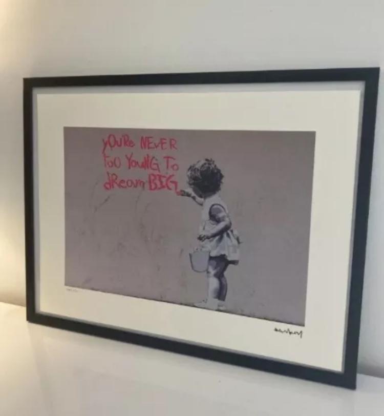 BANKSY : lithographie encadrée et numérotée à la main, Enlèvement ou Envoi